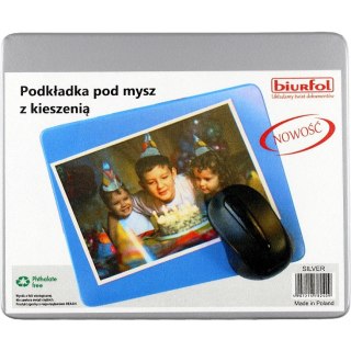 Podkładka pod mysz z kieszenią silver KPM-01-01 BIURFOL