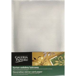 Karton ozdobny A4 SREBRNY lustrzany 300g (10) 208916 GALERIA PAPIERU