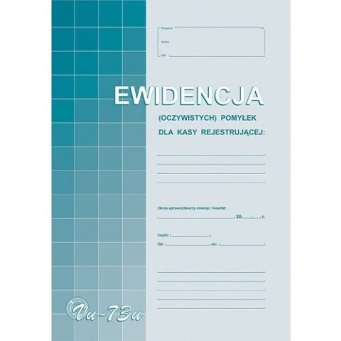 Vu73-u Ewidencja (oczyw) pomyłek z kasy rej.A4 Michalczyk i Prokop