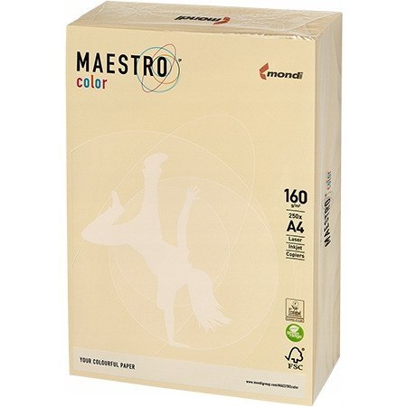 Papier ksero A4 160g MAESTRO COLOR BE66 pastel kość słoniowa/wanilia (250ark)