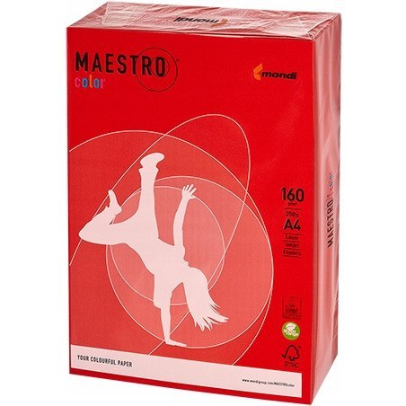 Papier ksero A4 160g MAESTRO COLOR CO44 intensive czerwień koralowa 250a