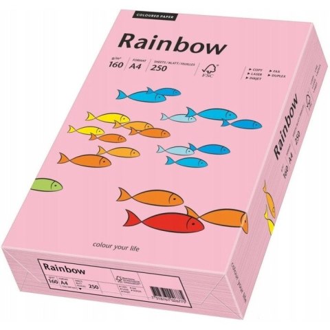 Papier ksero A4 160g.różowy R55 (250) RAINBOW 88042549