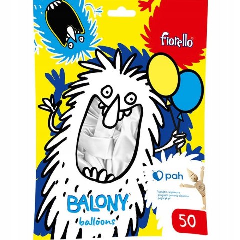 Balony metalizowane białe 12" (50szt.) FIORELLO 170-2633