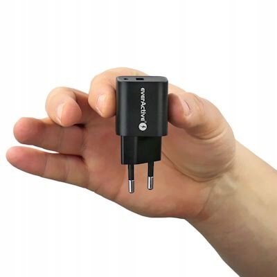 Ładowarka sieciowa 230V EVERACTIVE SC-390QB 1xUSB-C + 1xUSB 3A czarna