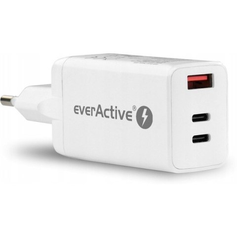 Ładowarka sieciowa 230V EVERACTIVE SC-650Q 1xUSB 3A + 2xUSB-C 3,25A 65W biała