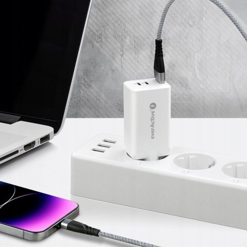 Ładowarka sieciowa 230V EVERACTIVE SC-650Q 1xUSB 3A + 2xUSB-C 3,25A 65W biała