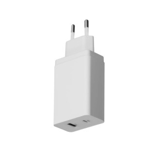 Ładowarka sieciowa 230V PLATINET 1xUSB-A + 1xUSB-C 5V/3A 9V/2A 12V/1,5A 18W biała (45480)