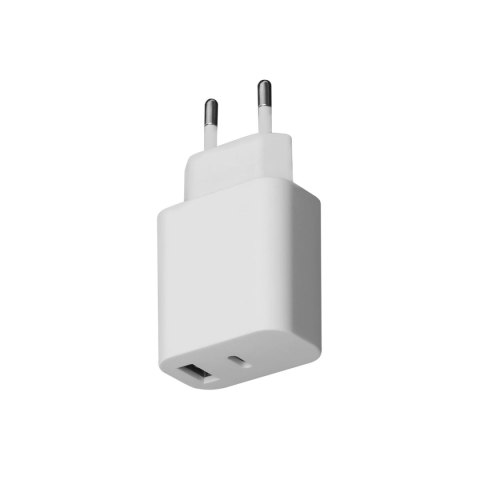 Ładowarka sieciowa 230V PLATINET 1xUSB-A + 1xUSB-C 30W biała (45481)