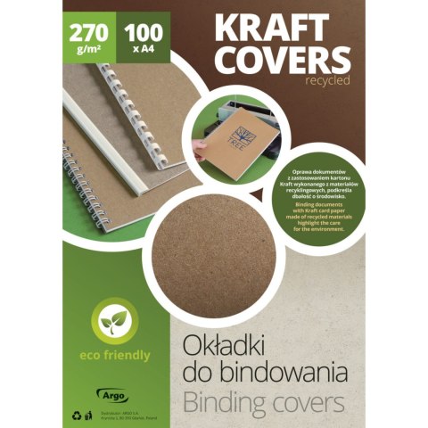 Okładka do bindowania karton KRAFT ECO ciemnobeżowy 270g. (100szt.) 204126 ARGO