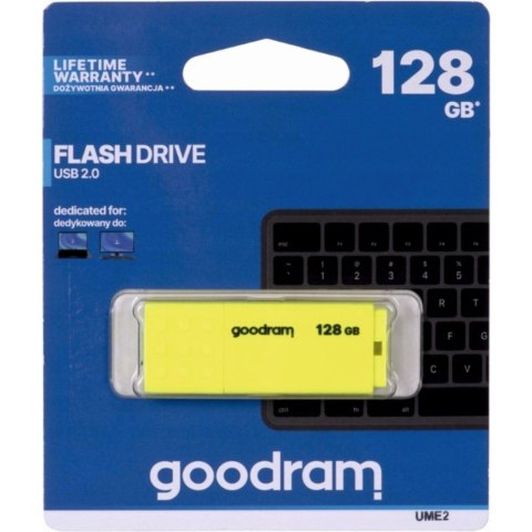 Pamięć USB 128GB GOODRAM UME2 żółty USB 2.0 UME2-1280Y0R11