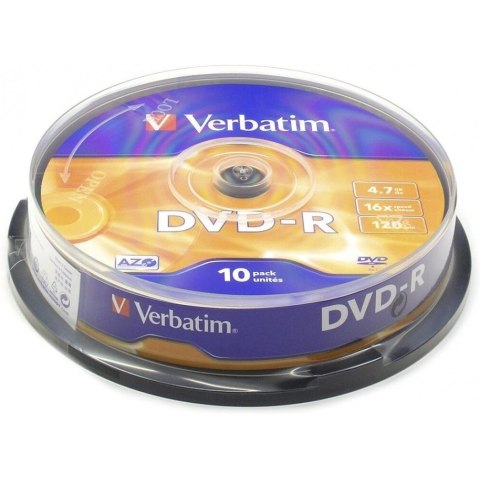 Płyta DVD-R 4,7GB VERBATIM cake (10szt) 16x Matt Silver 43523