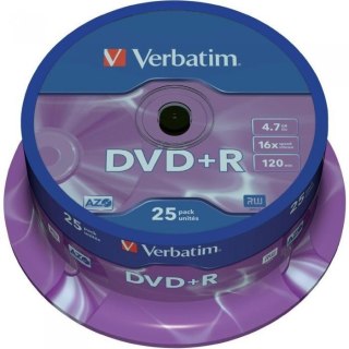 Płyta DVD+R 4,7GB VERBATIM cake (25szt) 16x Matt Silver 43500