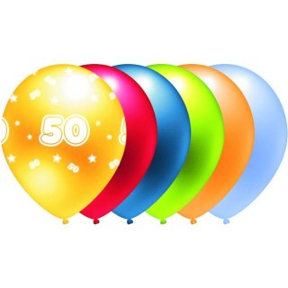 Balon metalik nadruk 50 mix kolorów 5szt. B293 GO PARTY