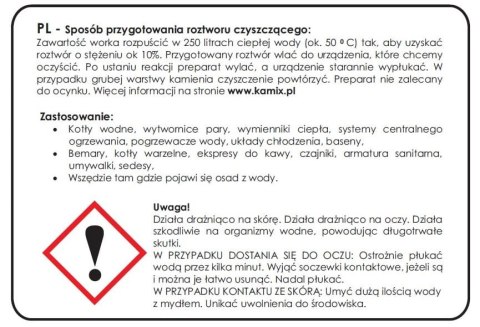 Preparat do usuwania kamienia kotłowego KAMIX odkamieniacz 25kg