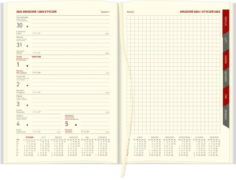 Kalendarz CROSS z gumką i ażurową datówką A5 tygodniowy z notesem p. kremowy 204 A5TNRK czarny Wokół Nas