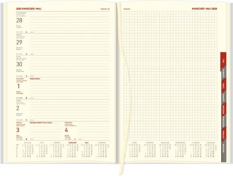 Kalendarz Cross z gumką i ażurową datówką B5 tygodniowy z notesem p.kremowy 204 B5TNRK czarny Wokół Nas