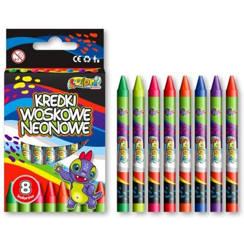 Kredki woskowe neonowe 8 kolorów DINO TT8245 PANMATE