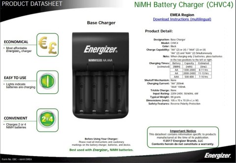 Ładowarka do akumulatorków Ni-MH ENERGIZER BASE + 4xAA/HR6 1300mAh