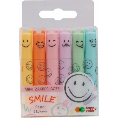 Zakreślacze mini SMILE 6 kolorów pastelowych HA 4130 02PA-WP6 Happy Color