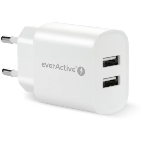 Ładowarka sieciowa 230V EVERACTIVE SC-220 2xUSB-A 12W 2,4A biała