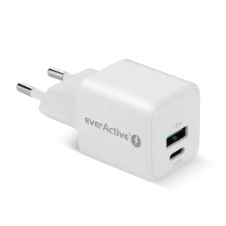 Ładowarka sieciowa 230V EVERACTIVE SC-330Q 1xUSB-A + 1xUSB-C 20W biała