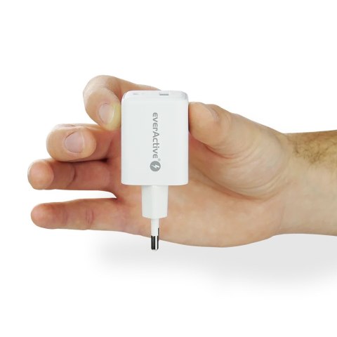 Ładowarka sieciowa 230V EVERACTIVE SC-450Q 1xUSB-A + 1xUSB-C 45W biała