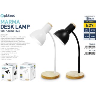 Lampka biurkowa PLATINET MARMA E27 metalowa biała (46008)