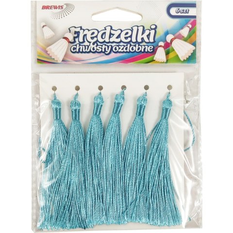 Frędzelki (chwosty ozdobne) FR3 (6 sztuk) 8 cm jasno niebieskie BREWIS