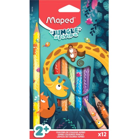 Kredki trójkątne JUMBO JUNGLE FEVER 12 sztuk 863700 MAPED