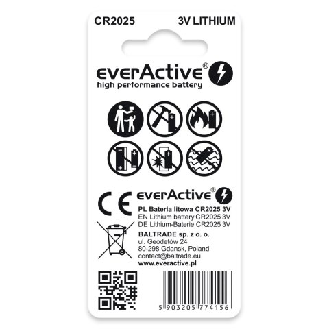 Bateria EVERACTIVE CR2025 litowa blister (2szt)