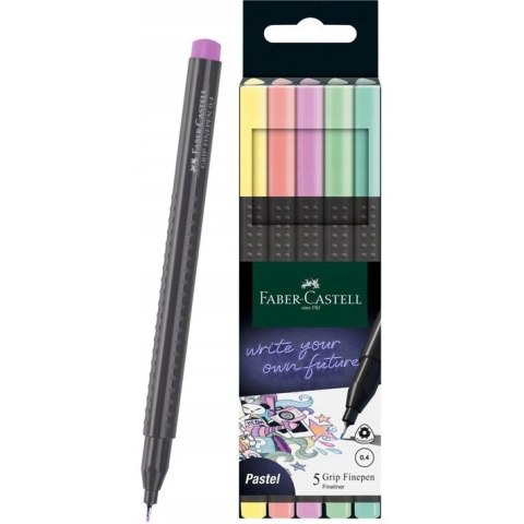 Cienkopisy GRIP 5 kolorów pastelowych 151602 FABER-CASTELL