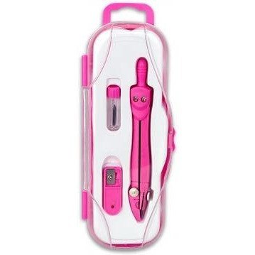 Cyrkiel szkolny z grafitem 2mm ( grafity +temperówka) PC-101 różowy w etui TT7631 PENMATE