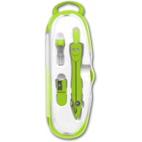 Cyrkiel szkolny z grafitem 2mm ( grafity +temperówka) PC-101 zielony w etui TT7634 PENMATE