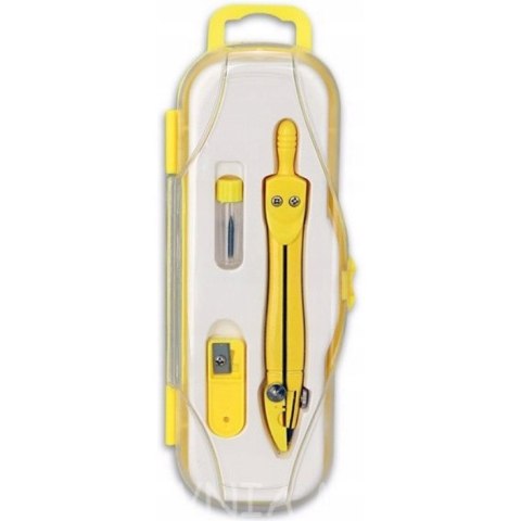 Cyrkiel szkolny z grafitem 2mm ( grafity +temperówka) PC-101 żółty w etui TT7632 PENMATE