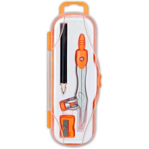 Cyrkiel szkolny z ołówkiem + temperówka w etui PC-102 pomarańczowy TT7636 PENMATE