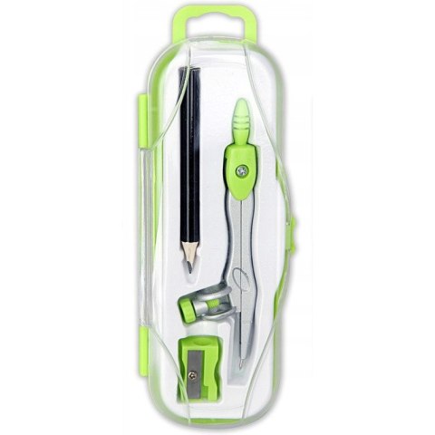 Cyrkiel szkolny z ołówkiem + temperówka w etui PC-102 zielony TT7638 PENMATE
