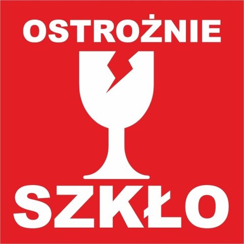 Etykieta ostrzegawcza "OSTROŻNIE SZKŁO" 77x77mm papierowa na roli (1000szt) BULK