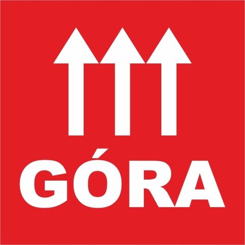 Etykieta ostrzegawcza "GÓRA" 77x77mm papierowa na roli (1000szt) BULK