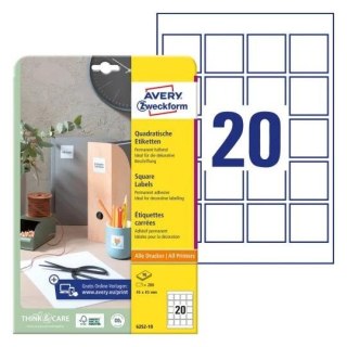 Etykiety kwadratowe 45x45mm (10 arkuszy=200 etykiet) 6252-10 AVERY ZWECKFORM