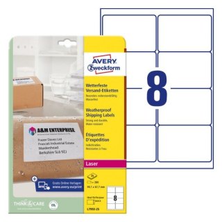 Etykiety wysyłkowe białe 99,1x67,7mm (25arkuszy = 200 etykiet) L7993-25 AVERY ZWECKFORM