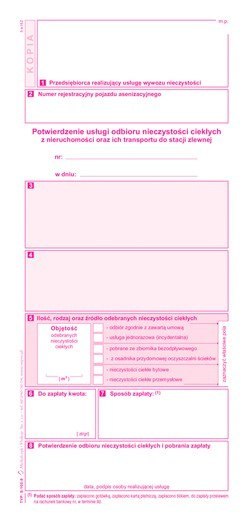 S-105-8 Potwierdzenie usługi odbioru nieczystości ciekłych oraz ich transportu do stacji zlewnej MICHALCZYK I PROKOP