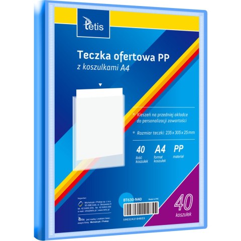Teczka ofertowa A4 PP 40 koszulek NIEBIESKA BT630-N40 TETIS
