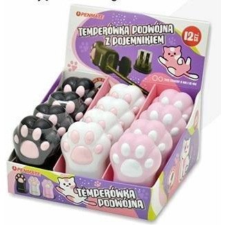 Temperówka podwójna z pojemnikiem KOCI ŁAPKA TT8834 PENMATE
