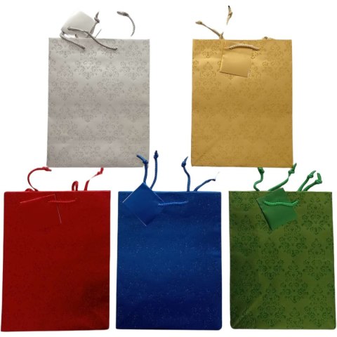 Torebka metaliczna z brokatem mix kolor 18x23x10cm ROZETTE