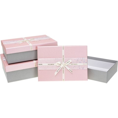 Zestaw pudełek ozdobnych PUG-23220-PR PINK (3szt) ROZETTE