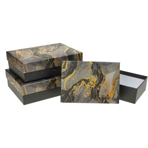 Zestaw pudełek ozdobnych PUG-Black-22001-PR-HS (3szt) ROZETTE