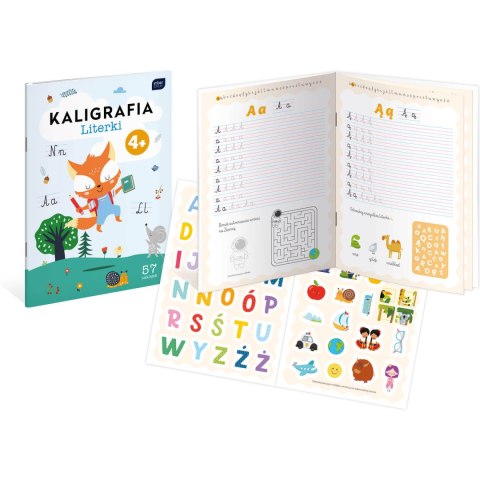 Kolorowanka A4 16k z naklejkami KALIGRAFIA + zadania INTERDRUK