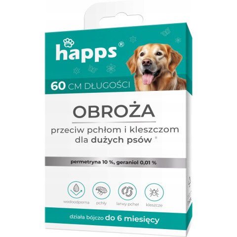 Obroża przeciw pchłom i kleszczom dla dużych psów HAPPS