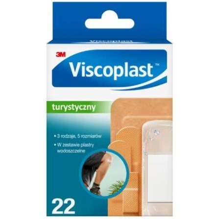 Plaster uniwersalny VISCOPLAST, zestaw turystyczny 5 rozmiarów 22sztuki 3M