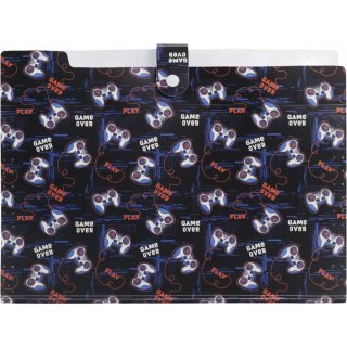 Teczka harmonijkowa A4 PP 5 przegródek z nadrukiem GAMEPAD THN-A4-33 BIURFOL